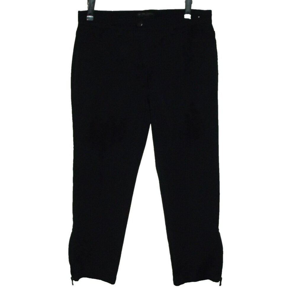 New York & Company Capri Pants Size 2 Low Rise Black zip legs Tummy Panel crop